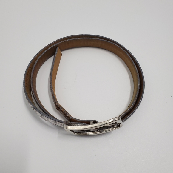 Silver Faux Snake Skin Skinny Belt Boho Western - Picture 2 of 5